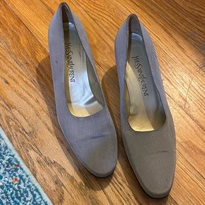 Yves Saint Laurent silver canvas pumps size 9.5